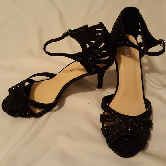 sparkling black heels